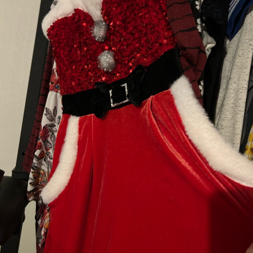 Red Santa pantsuit with White Trim